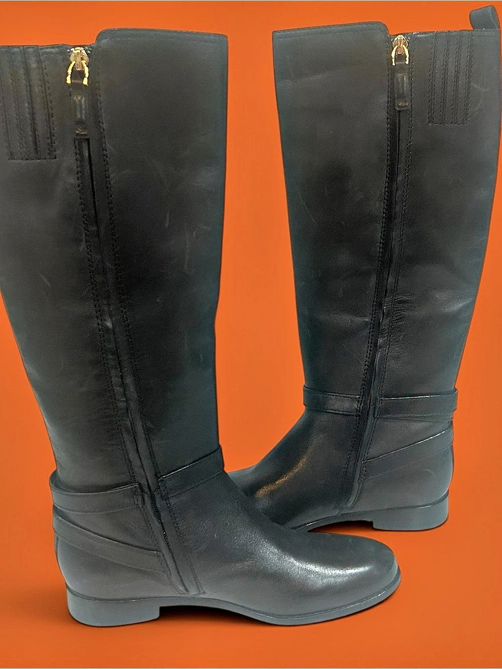 Lauren Ralph Lauren Black Tall Buckle Boots US 7B